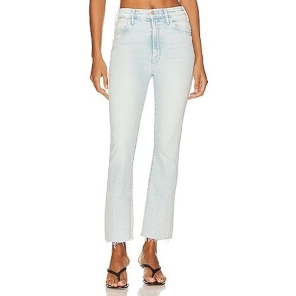 Mother Revolve The Hustler Ankle Fray‎ Jeans Size 34 "Smooth Sailing" Light Wash - Picture 1 of 9